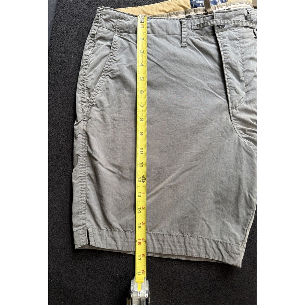 Abercrombie & Fitch Men's Gray Cotton Drawstring Chino Shorts Pockets SZ 32 Y2K - Picture 5 of 5